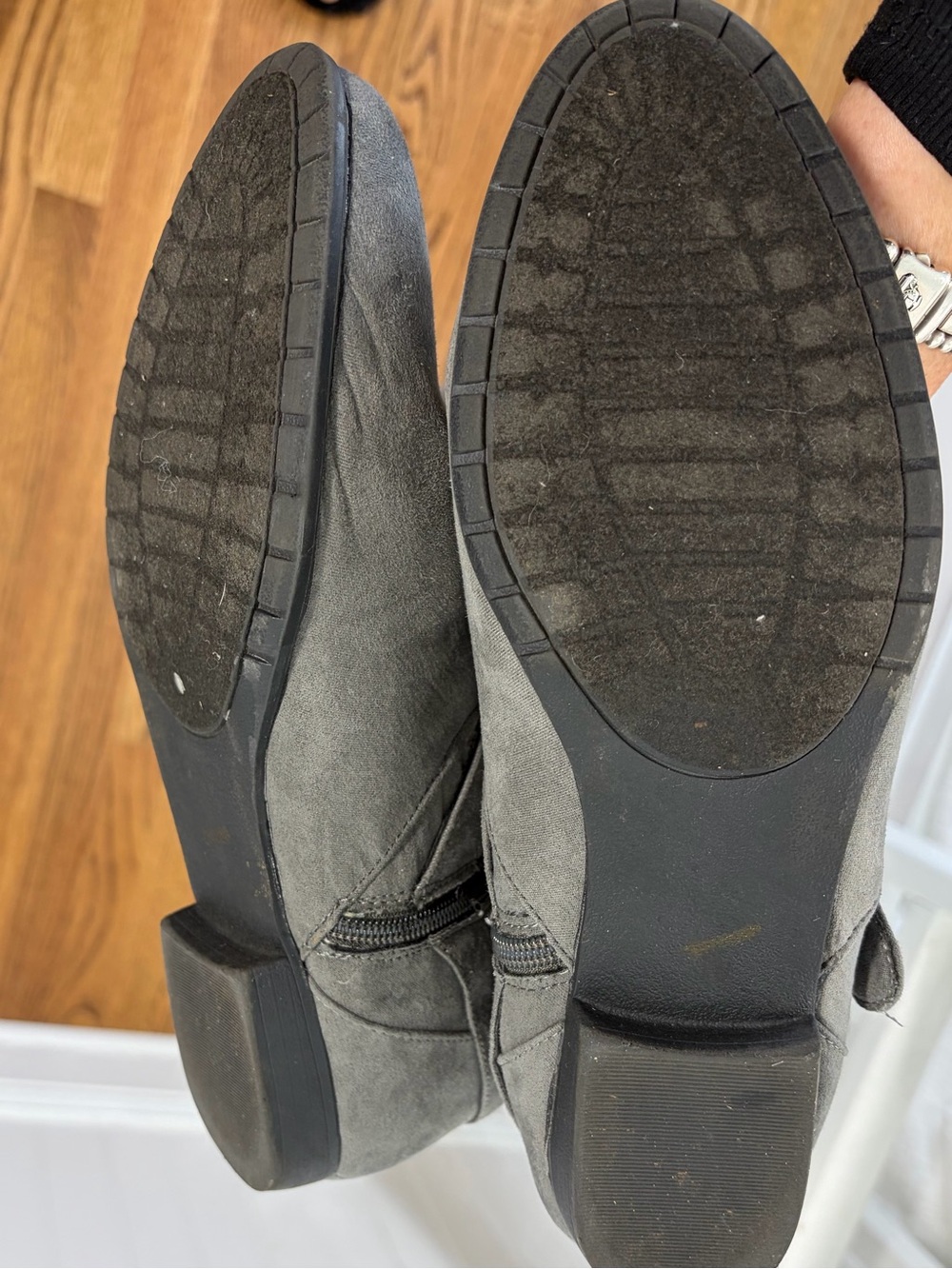 Gray Faux Suede Boots (10) - Picture 6 of 7
